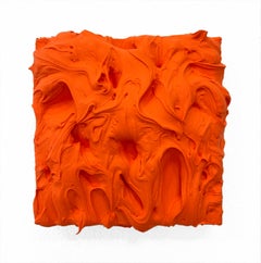 Vermillion Excess (thick red impasto painting square monochrome pop design)