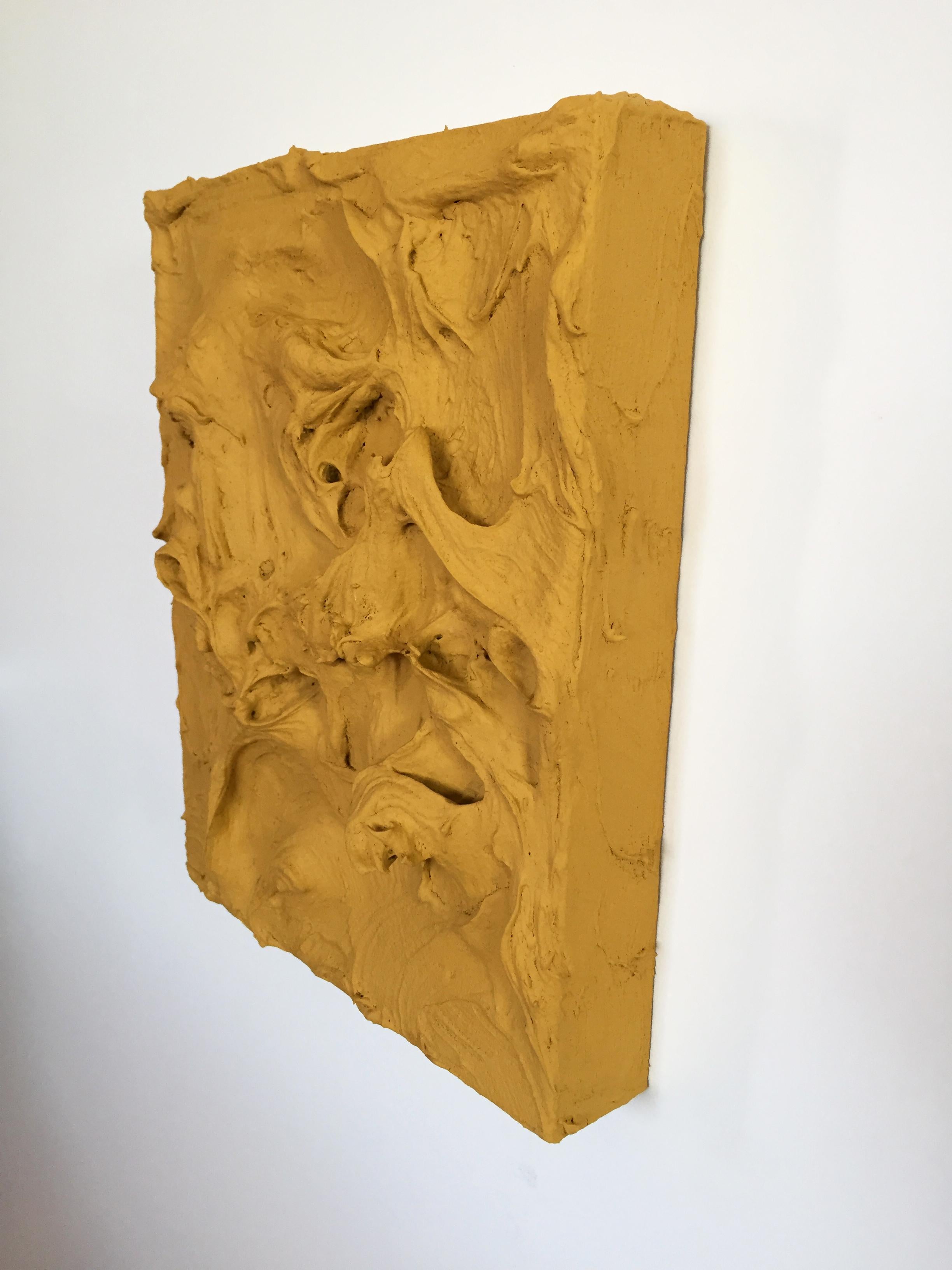 Yellow Ochre Excess 2(impasto texture thick painting monochrome pop bold design) - Pop Art Sculpture by Chloe Hedden