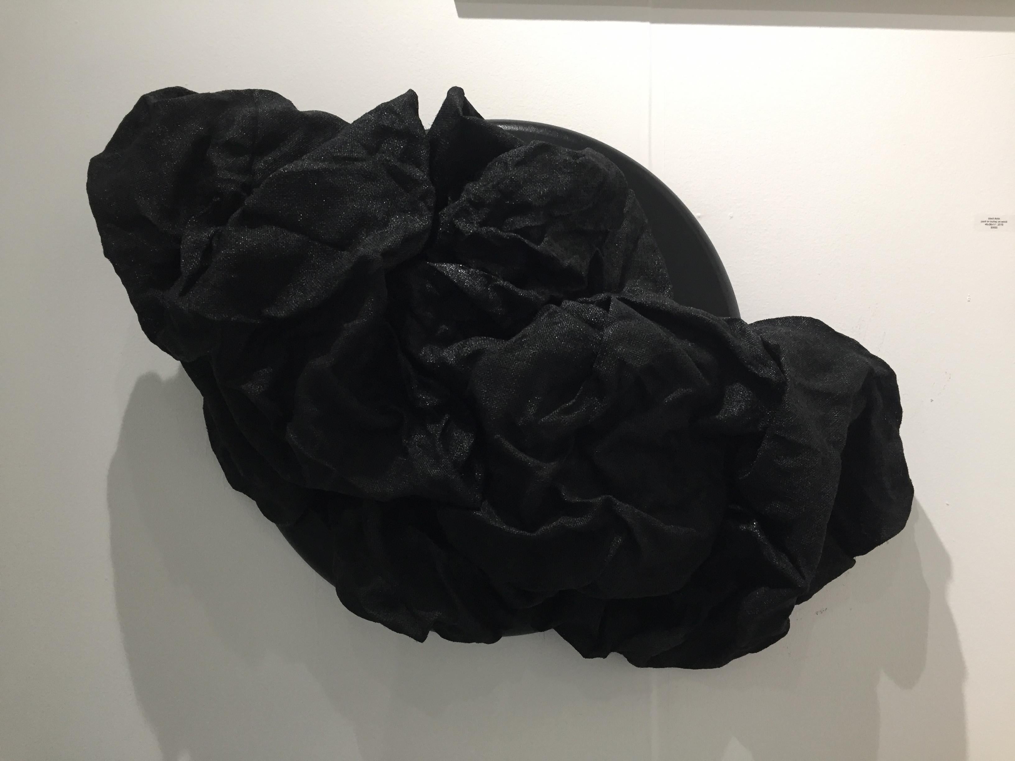 BLACK FOLDS (fabric art, wall sculpture, dark art, contemporary, textile arts)