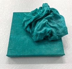 Celadon 3 (moulure en lin épais textile bleu sarcelle motif floral pop monochrome