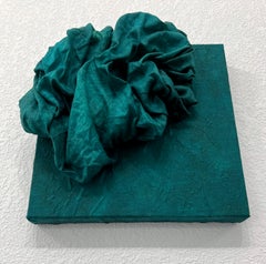 Celadon 6 (dark teal green thick textile linen fold monochrome pop floral design