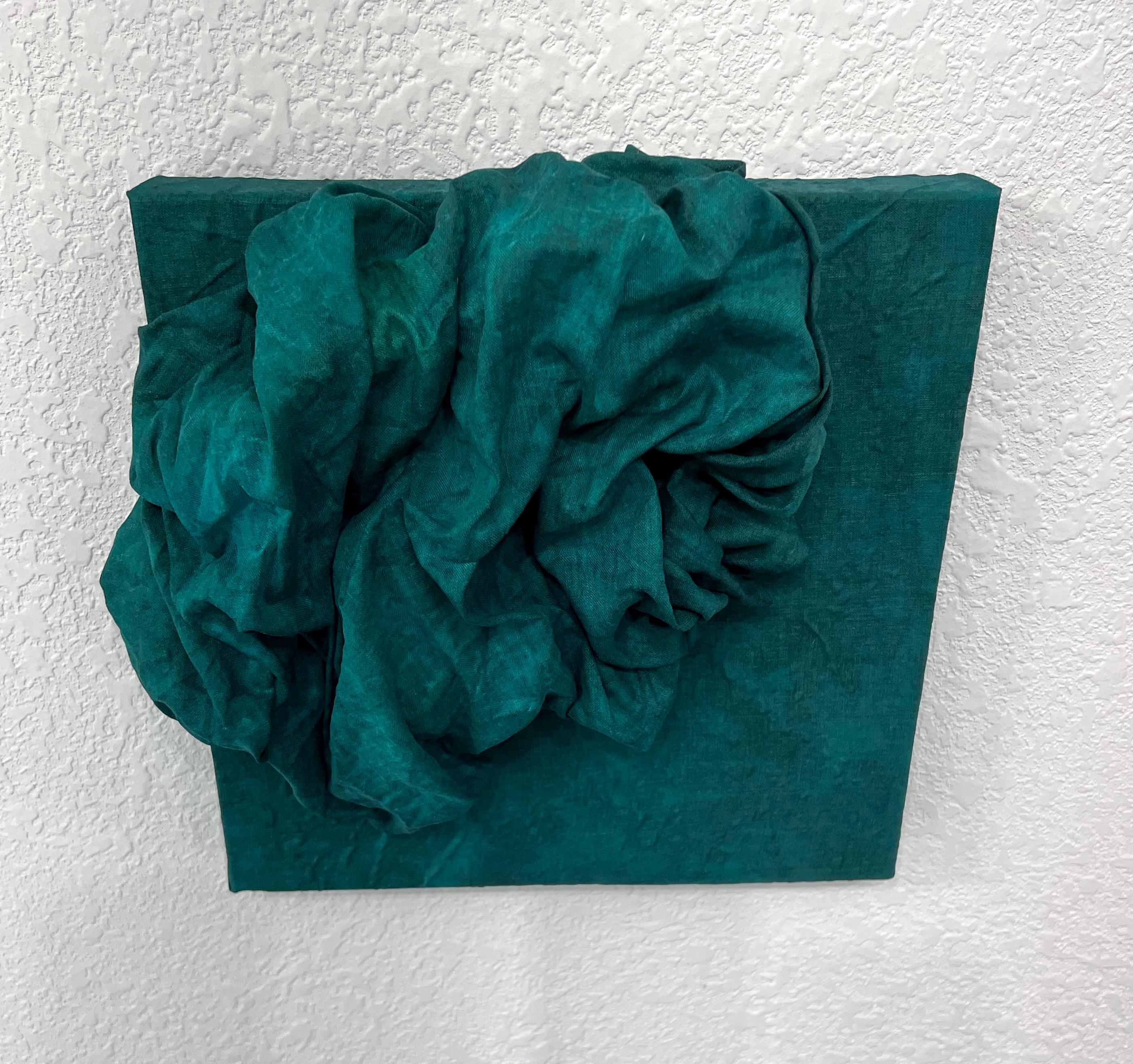 Celadon 6 (verde acqua scuro), tessuto di lino spesso e pieghevole, monocromatico e floreale. in vendita 2