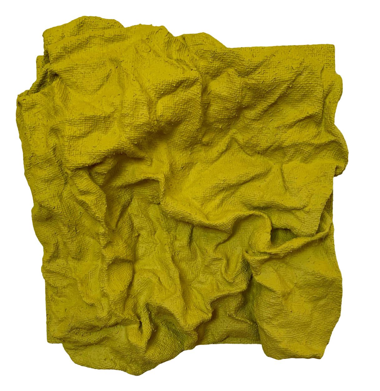 Citrus  Burst Folds (yellow fabric sculpture rustic contemporary boho chic)