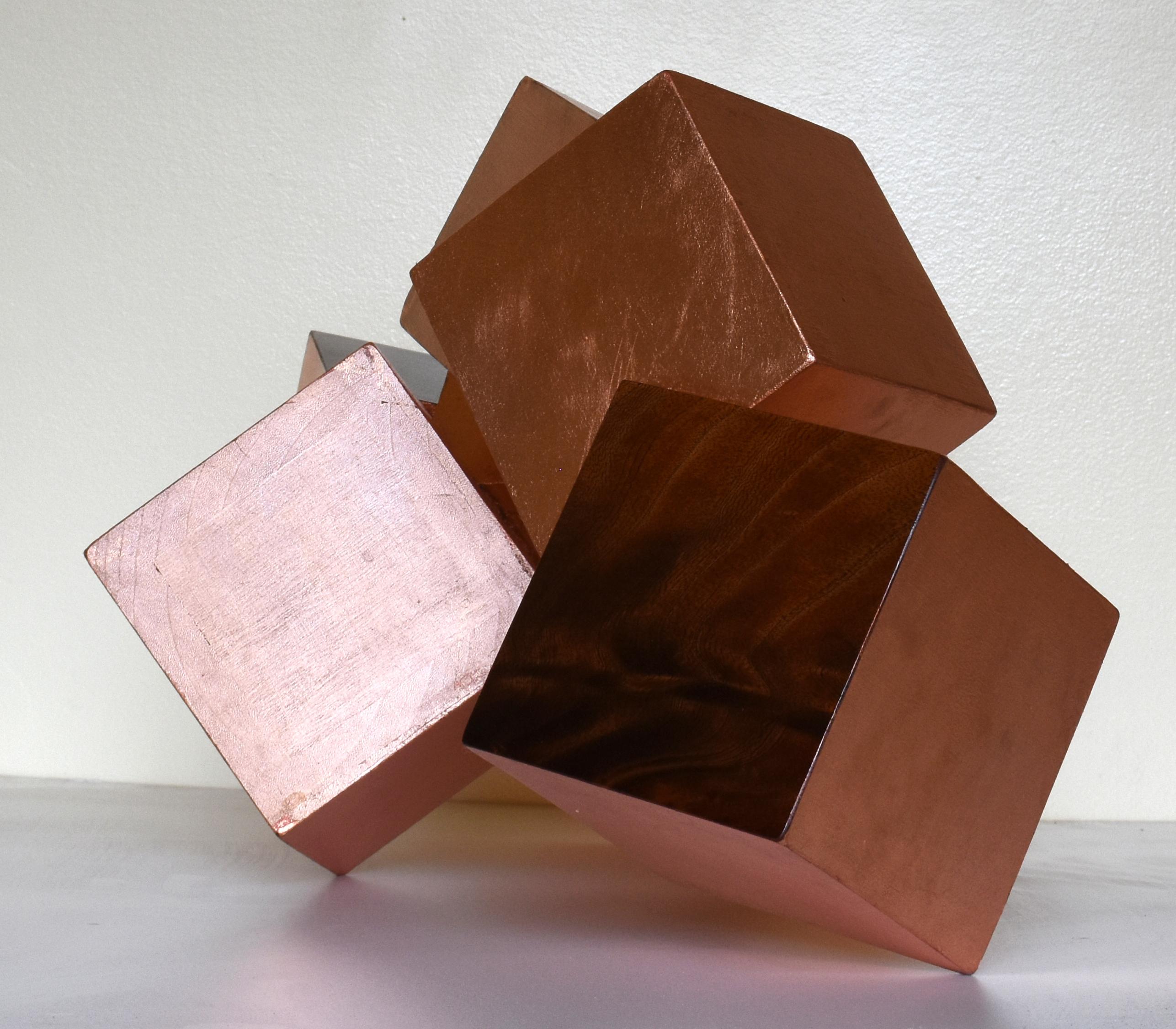 Copper and Mahogany Pyrite (exotic wood, metallic, cubic, table top sculpture) 14