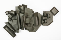 Gray Chromatic Crystals (wall sculpture, contemporary design, wood art, glitter)