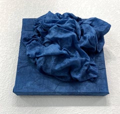 Indigo 1 (dark indigo blue thick textile linen fold monochrome design)