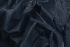Indigo Folds I (fabric, wall sculpture, dark, contemporary design, textile arts
