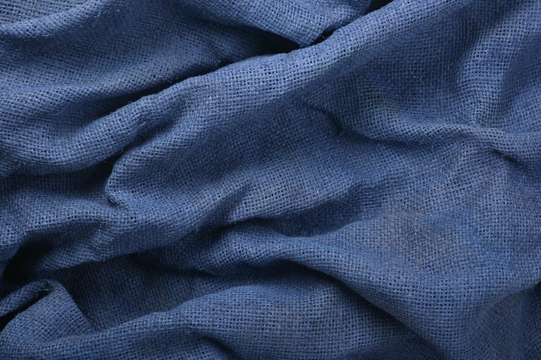Lilac Folds (fabric art, wall sculpture, contemporary art design, textile arts)  - Blue Abstract Sculpture by Chloe Hedden
