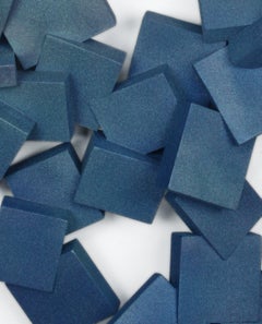 Saphir Pyrites (kubic:: blau:: Holzkunst:: Wandskulptur:: zeitgenössisches Design)