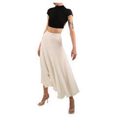 Chloe high waisted flowing white layered midi length a line flare silk skirt 