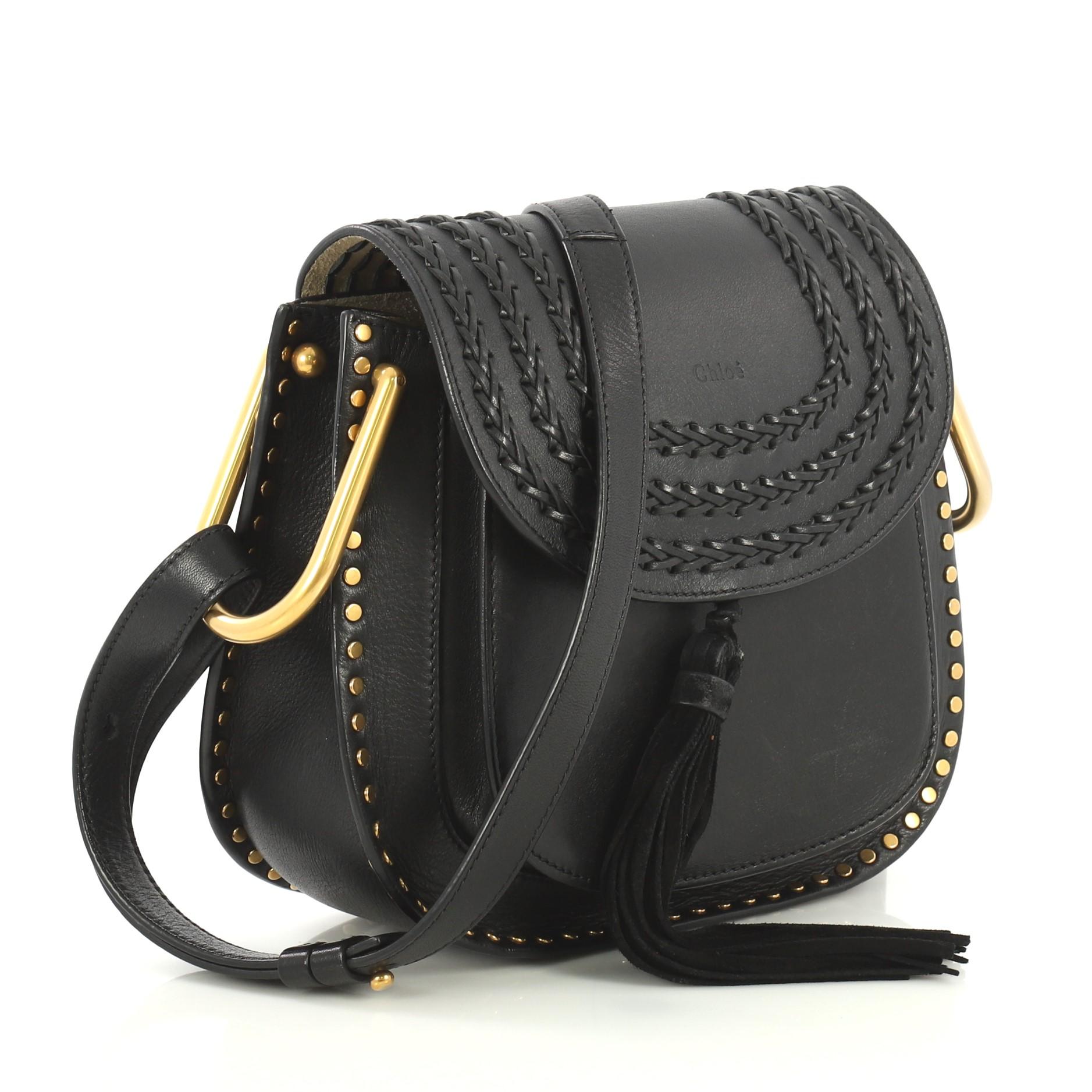 Black Chloe Hudson Handbag Whipstitch Leather Medium