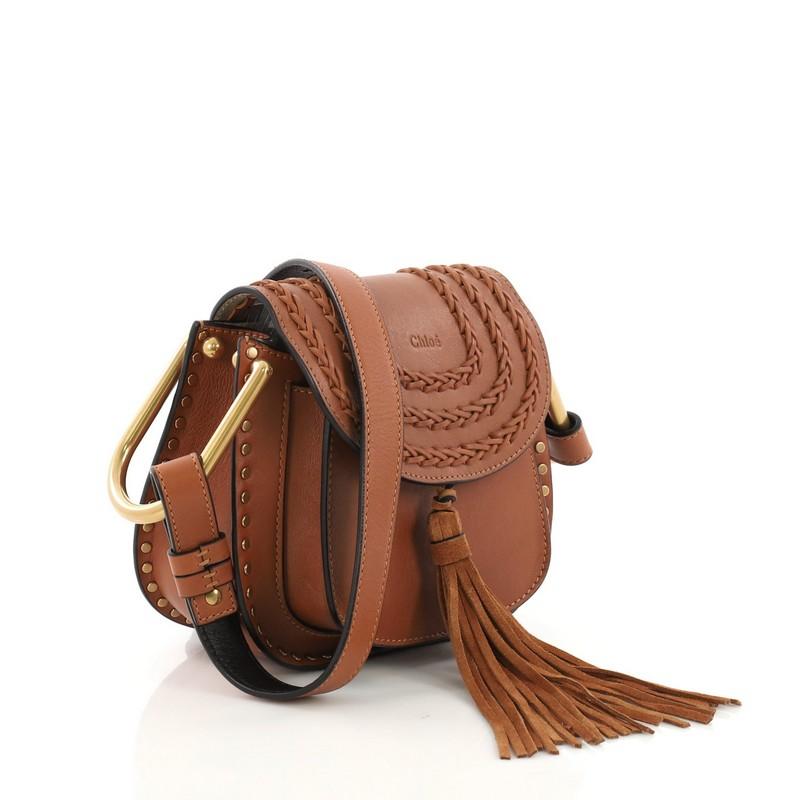 Brown Chloe Hudson Handbag Whipstitch Leather Mini