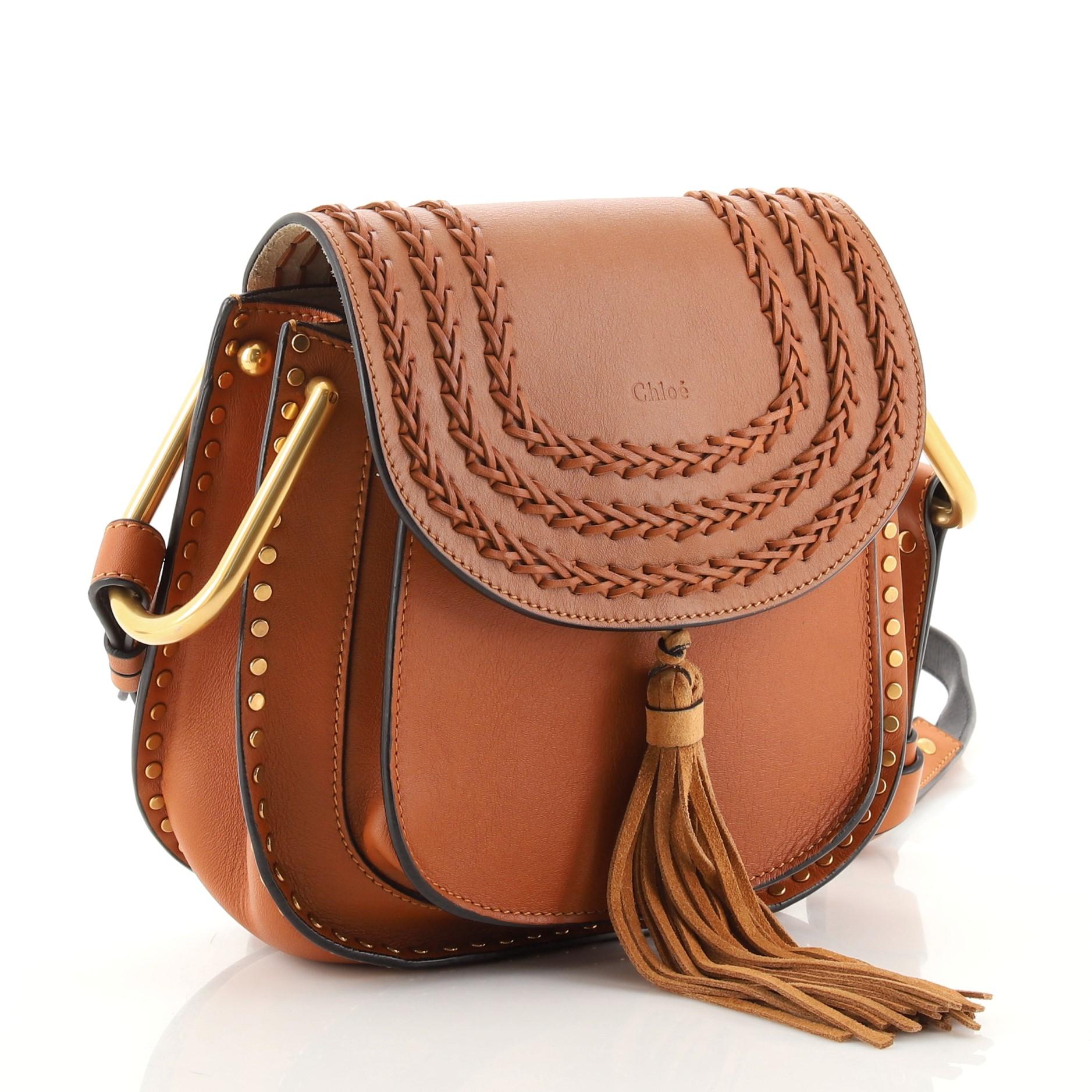 Marrone Chloe Hudson Borsetta in pelle a punto croce piccola