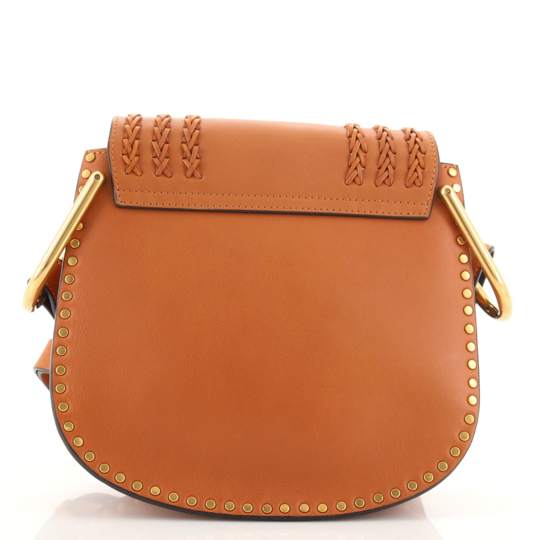 Brown Chloe Hudson Handbag Whipstitch Leather Small