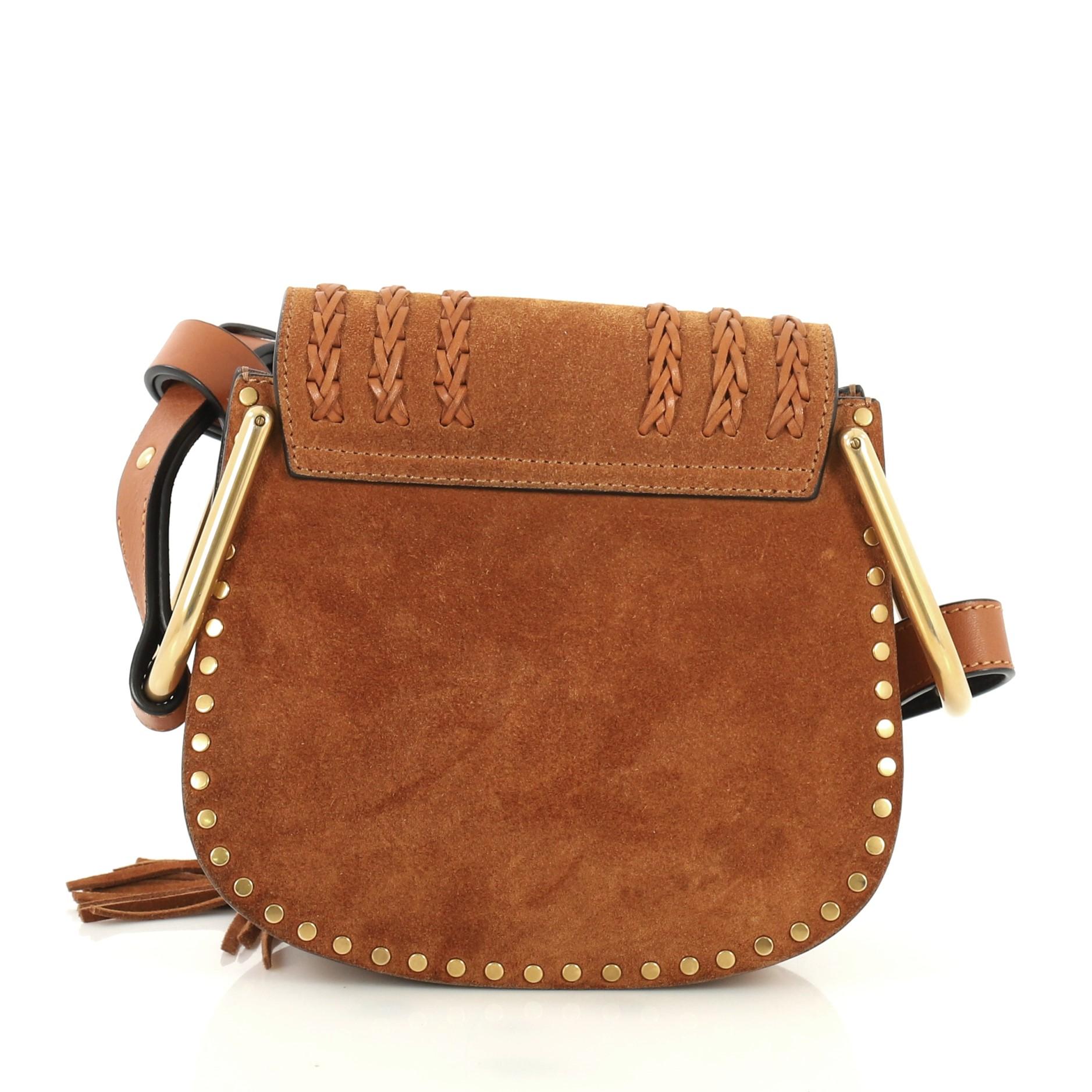 Brown Chloe Hudson Handbag Whipstitch Suede Mini