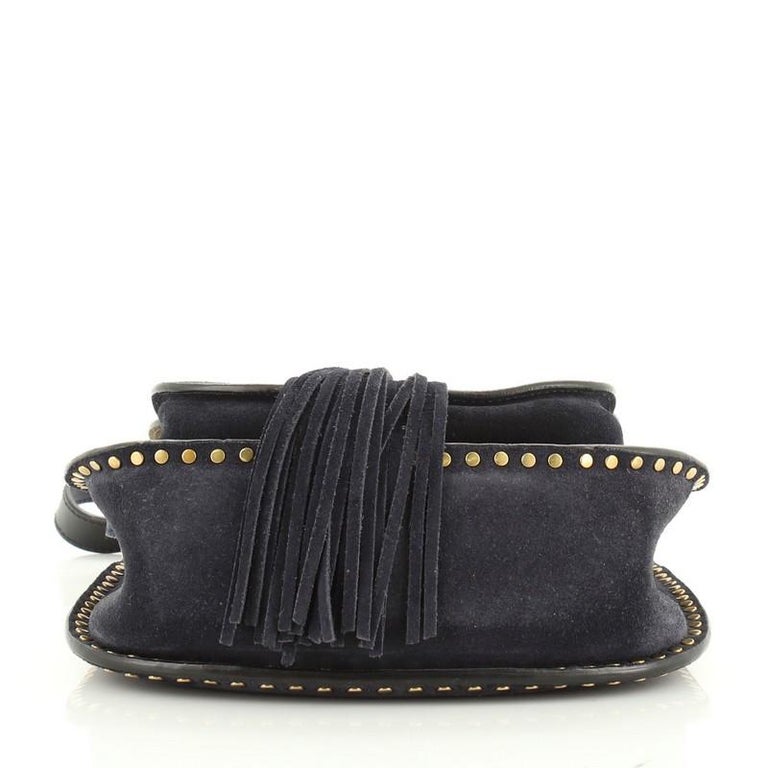 Sac à Épaule En Daim Noir Avec Couture Whipstitch – Neuf Sans Étiquette