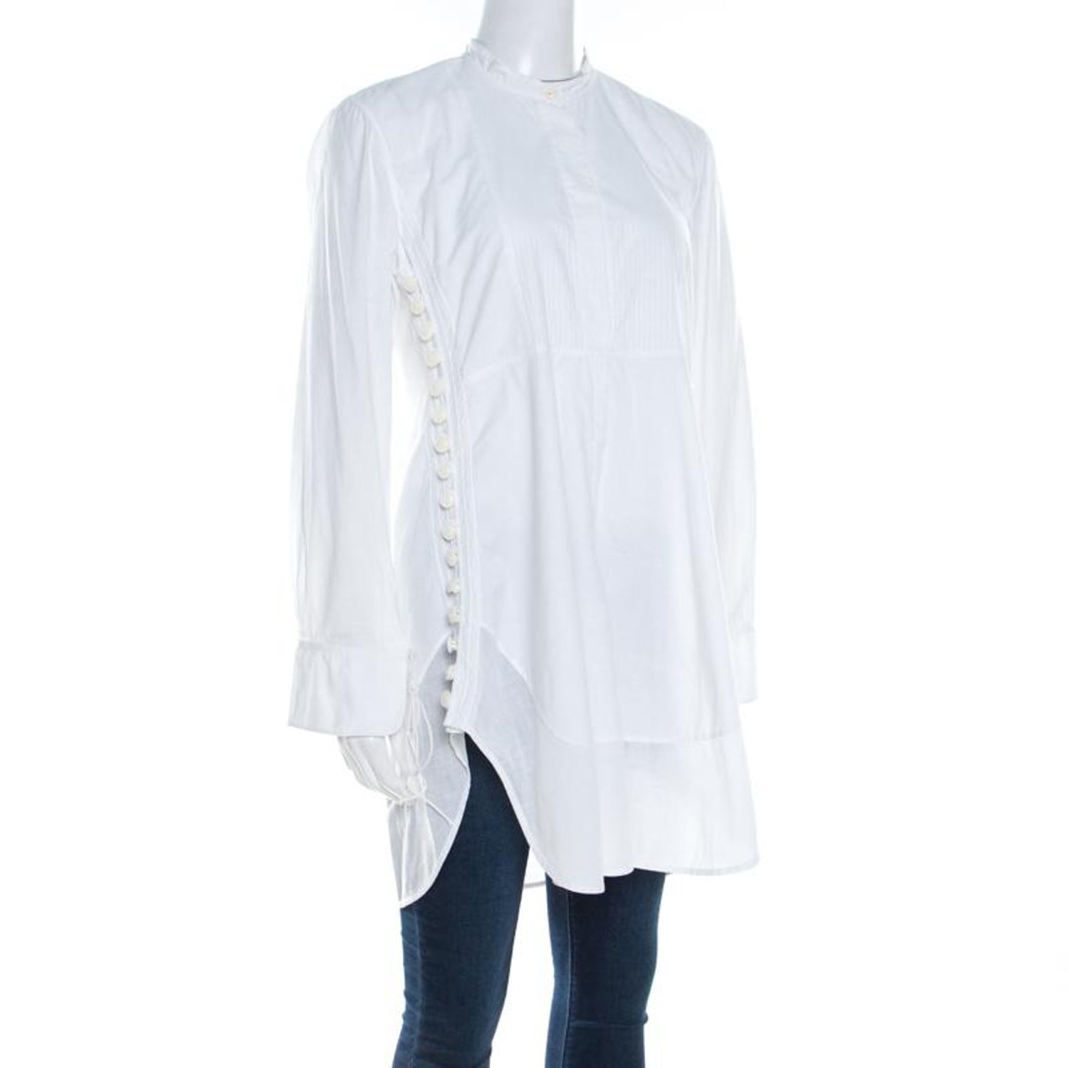 Chloe Iconic Milk White Cotton Poplin Buttoned Side Detail Shirt