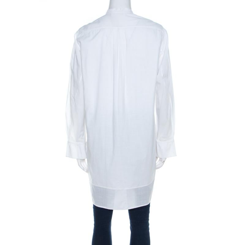 Gray Chloe Iconic Milk White Cotton Poplin Buttoned Side Detail Shirt Dress S