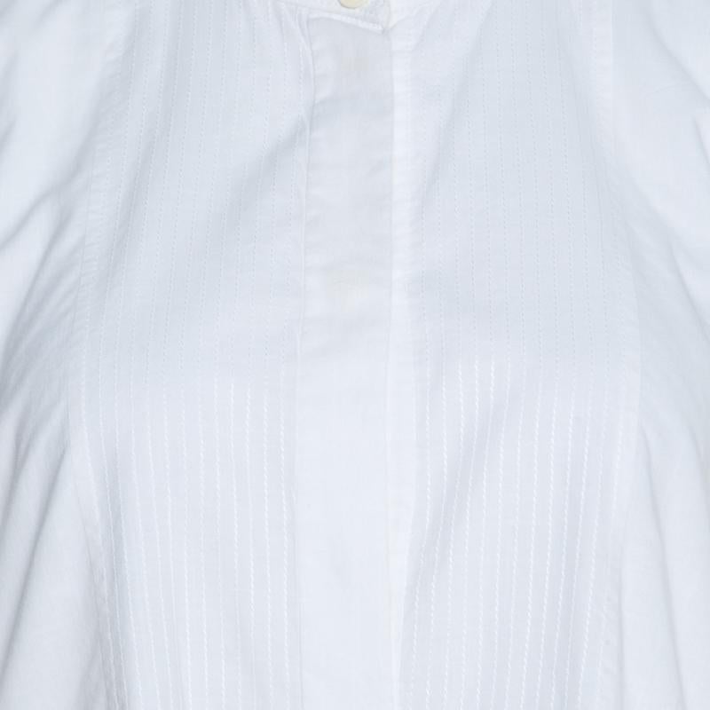 Chloe Iconic Milk White Cotton Poplin Buttoned Side Detail Shirt Dress S In Good Condition In Dubai, Al Qouz 2