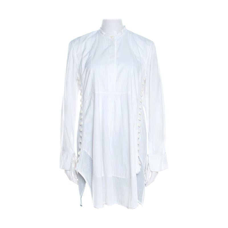 Chloe Iconic Milk White Cotton Poplin Buttoned Side Detail Shirt Dress ...