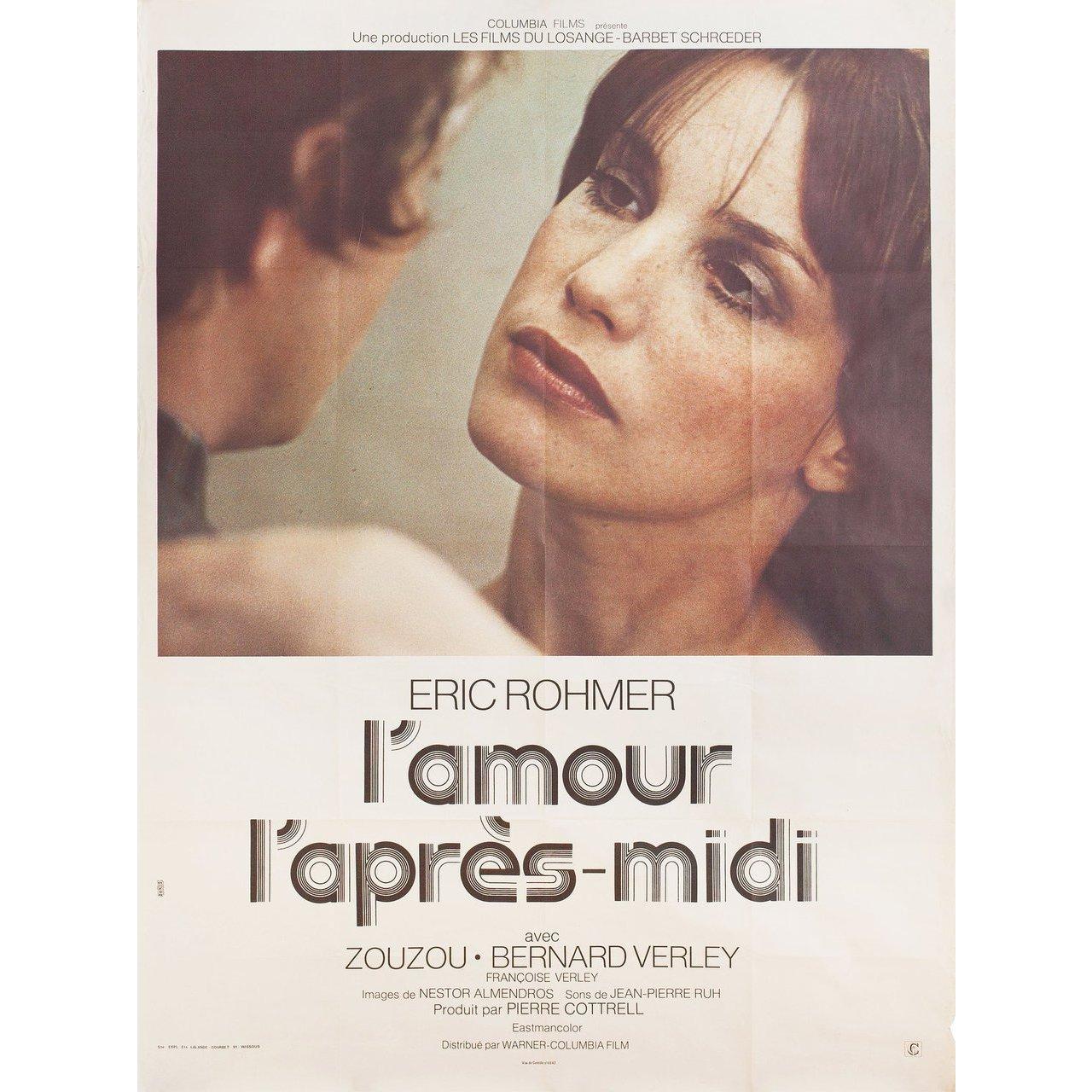 Original 1972 French grande poster for the film Chloe in the Afternoon (L'amour l'apres-midi) directed by Eric Rohmer with Bernard Verley / Zouzou / Francoise Verley / Daniel Ceccaldi. Very good condition, folded. Many original posters were issued