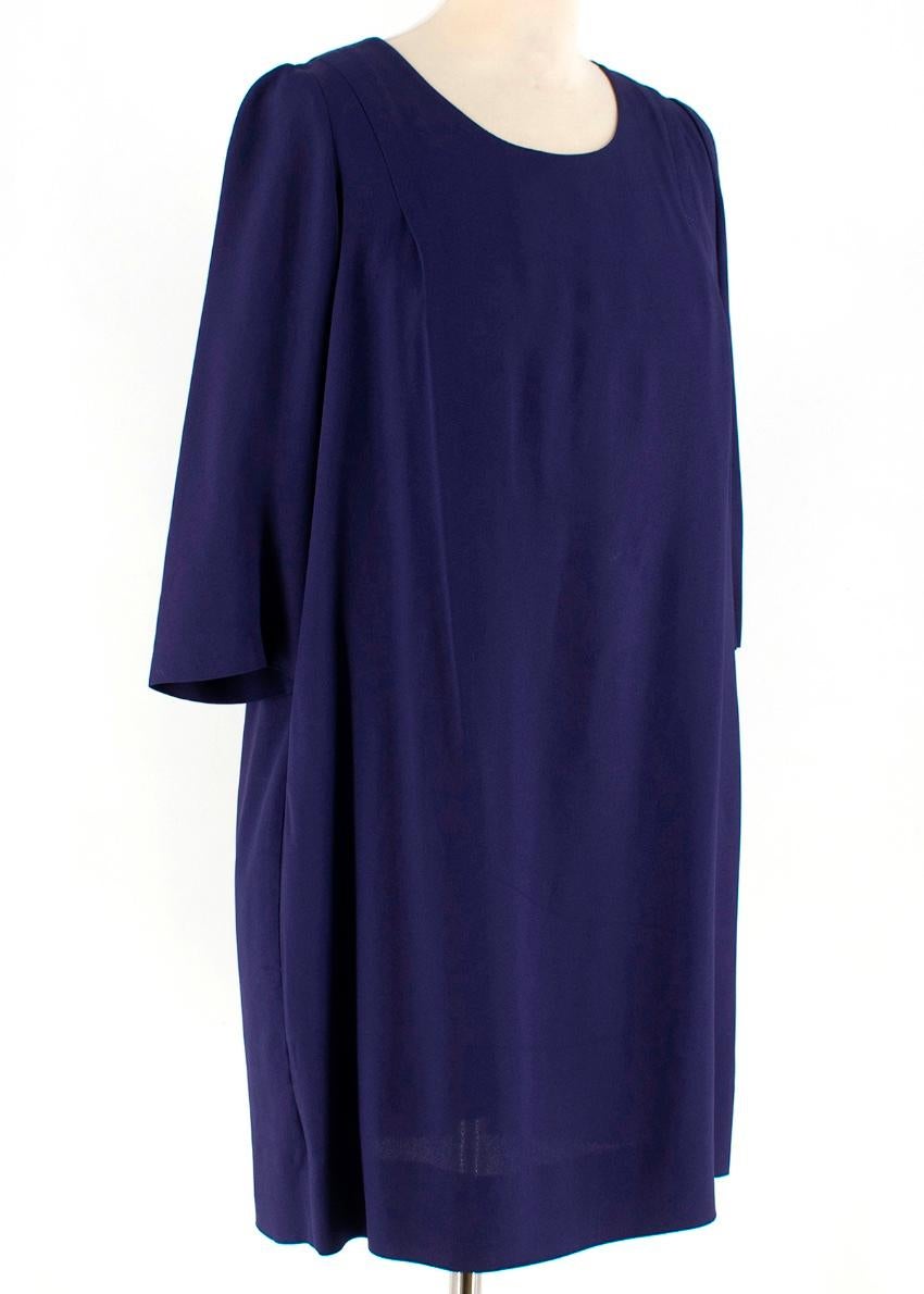 Chloe Mid-Length Dress in Indigo 

- Mid Length Sleeves
- Rounded Neckline 
- Back invisible Zip and Clasp Fastening 
- Straight Hemline 
- Front and Back Darts 

53% Viscose 
47% Acetate 

Made in France 

Measurements are taken with the item lying