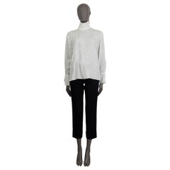 CHLOE ivory FLORAL JACQUARD ZIP TURTLENECK Blouse Shirt 36 XS
