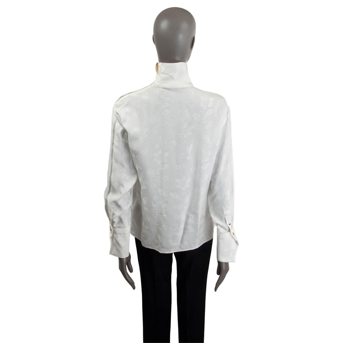 CHLOE ivory FLORAL JACQUARD ZIP TURTLENECK Blouse Shirt 36 XS For Sale 1