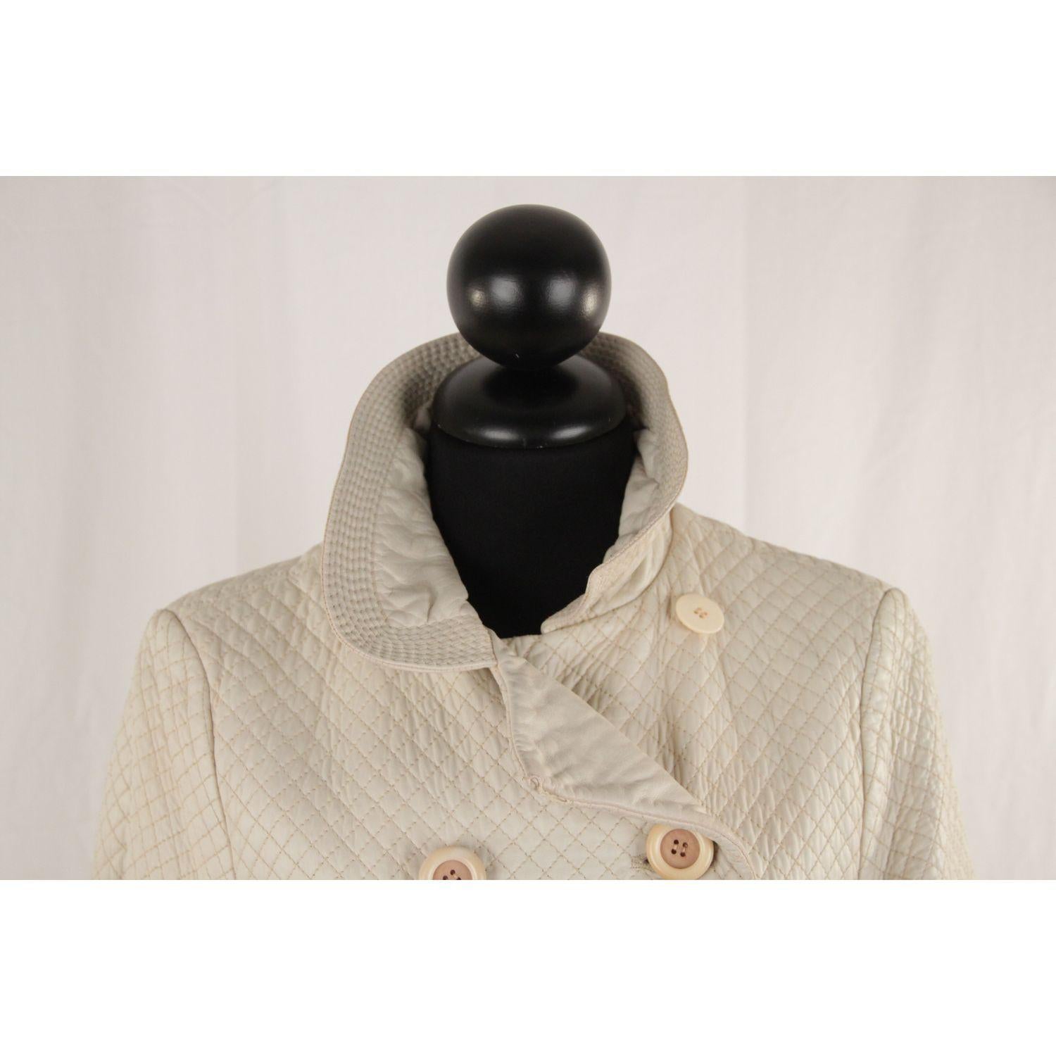 Chloe Ivory Quilted Leather Double Breasted Coat Jacket Szie 40 In Good Condition In Rome, Rome