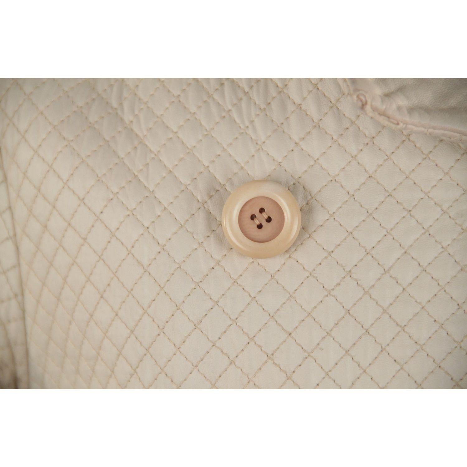 Chloe Ivory Quilted Leather Double Breasted Coat Jacket Szie 40 1