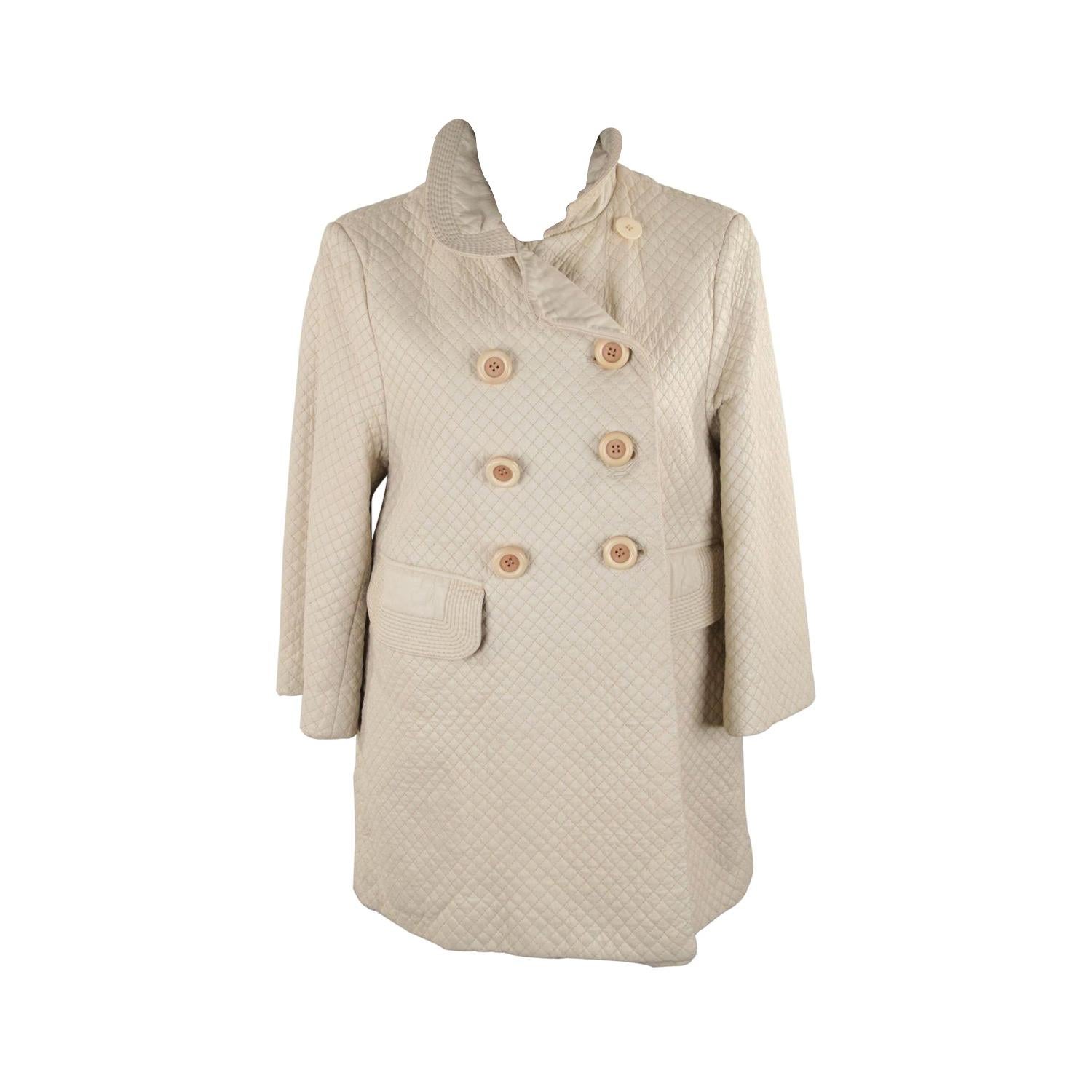 Chloe Ivory Quilted Leather Double Breasted Coat Jacket Szie 40