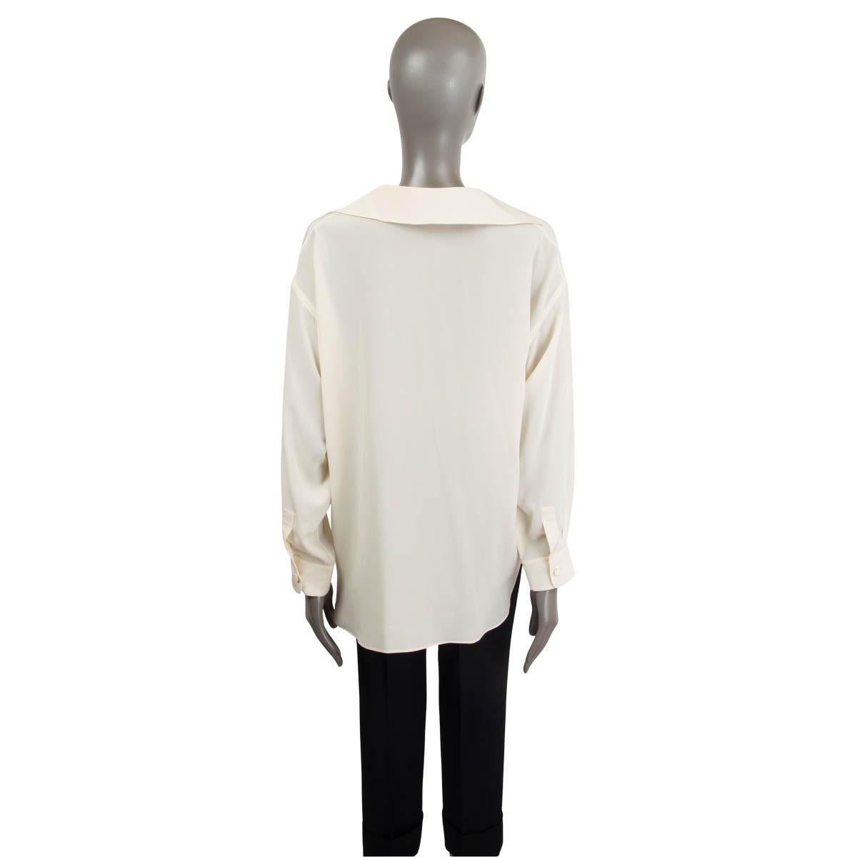 Beige CHLOE ivory silk OVERSIZED WIDE COLLAR Blouse Shirt 38 S For Sale