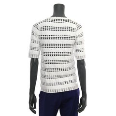 CHLOE ivory viscose CROCHET STRIPED SHORT SLEEVE Sweater S