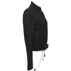 CHLOE Jacket Coat Blazer Black Long Sleeve Linen Blend Bow SZ 36 Autumn 2006