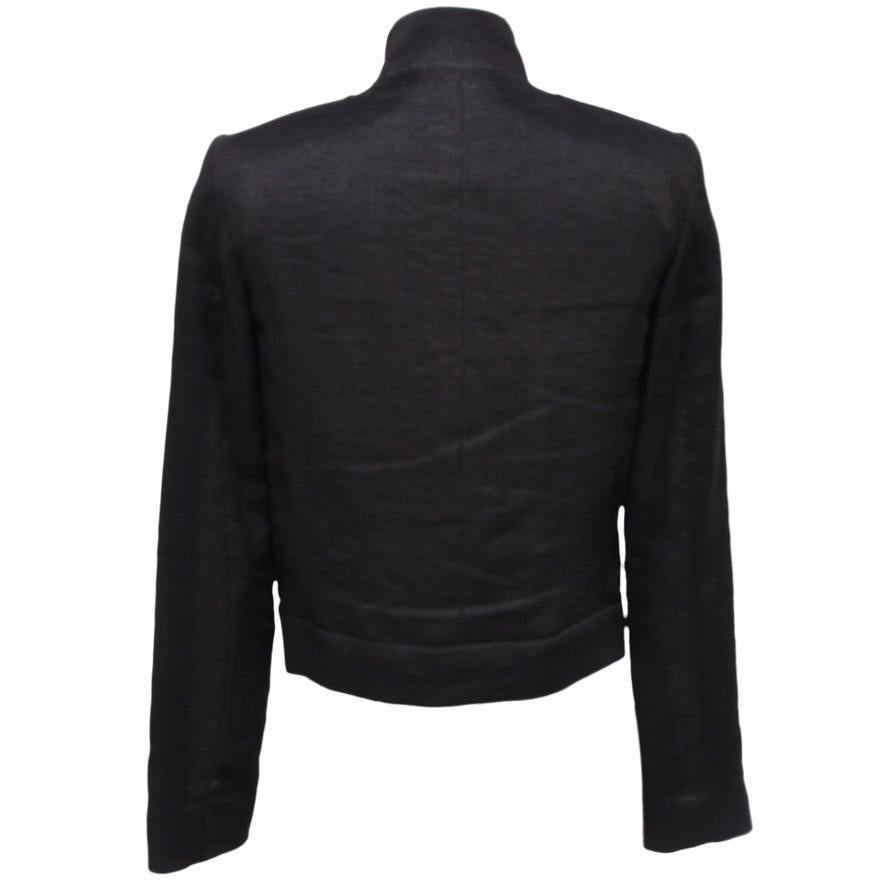 CHLOE Jacket Coat Blazer Black Long Sleeve Linen Blend Bow SZ 36 Autumn 2006 For Sale 1