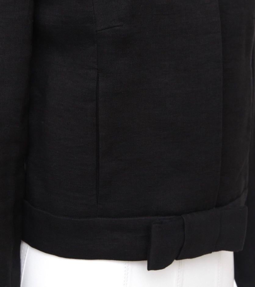 CHLOE Jacket Coat Blazer Black Long Sleeve Linen Blend Bow SZ 36 Autumn 2006 For Sale 2
