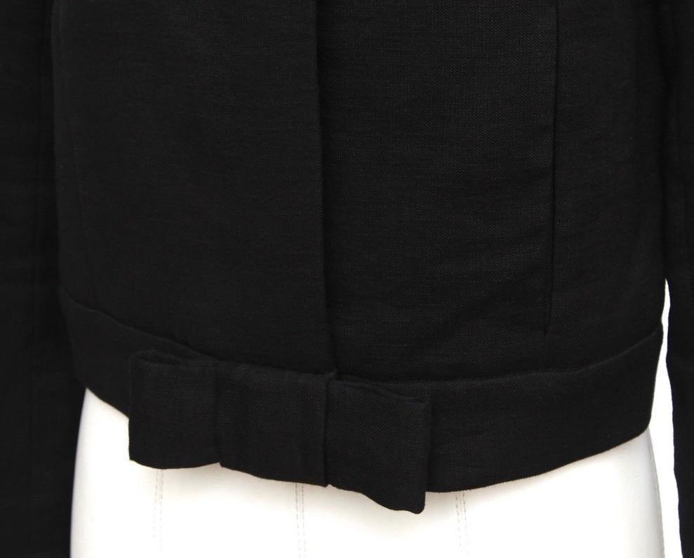 CHLOE Jacket Coat Blazer Black Long Sleeve Linen Blend Bow SZ 36 Autumn 2006 For Sale 3