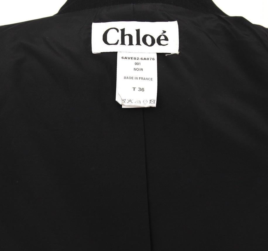 CHLOE Jacket Coat Blazer Black Long Sleeve Linen Blend Bow SZ 36 Autumn 2006 For Sale 4
