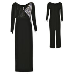 Chloe Karl Lagerfeld for Chloe Robe noire à ornements Automne/Hiver 1983 Taille 36FR