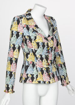 Chloé  Karl Lagerfeld Brushstroke Figural Print Painted Buttons Blazer, 1996