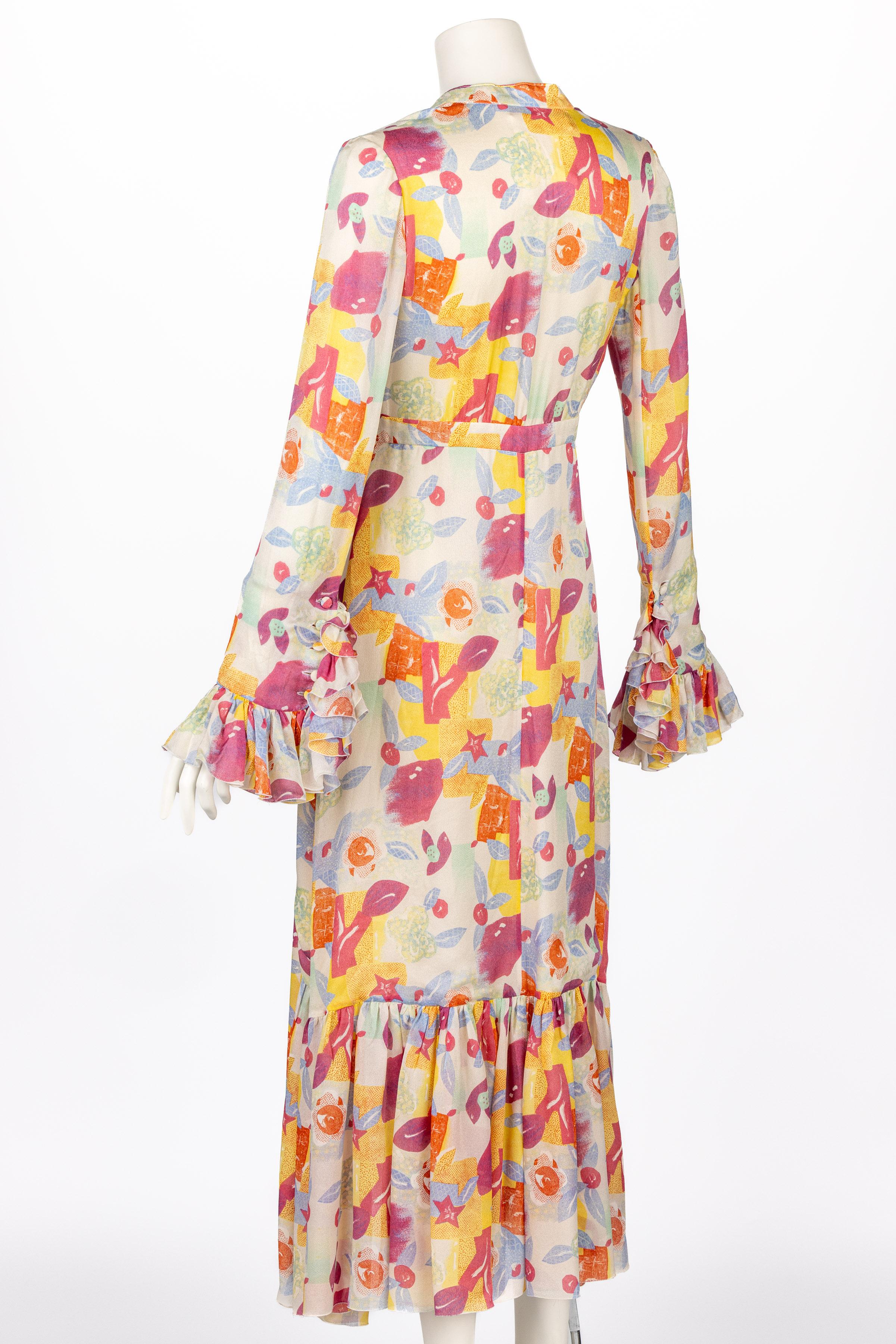 Chloe Karl Lagerfeld Floral Printed Silk Dress S/S 1993 Vogue Documented 3