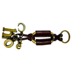 Chloe Key Chain in Leather and Bronzed Metal