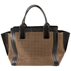 Chloé Alison Tote Tasche aus Khaki und schwarzem Leder