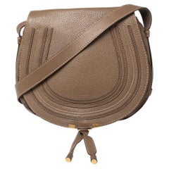 Chloe Khaki Beige Leather Medium Marcie Shoulder Bag