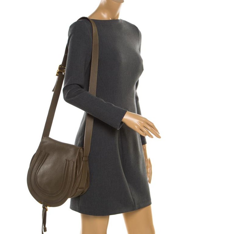 Chloe Khaki Green Leather Medium Marcie Crossbody Bag For Sale at 1stDibs