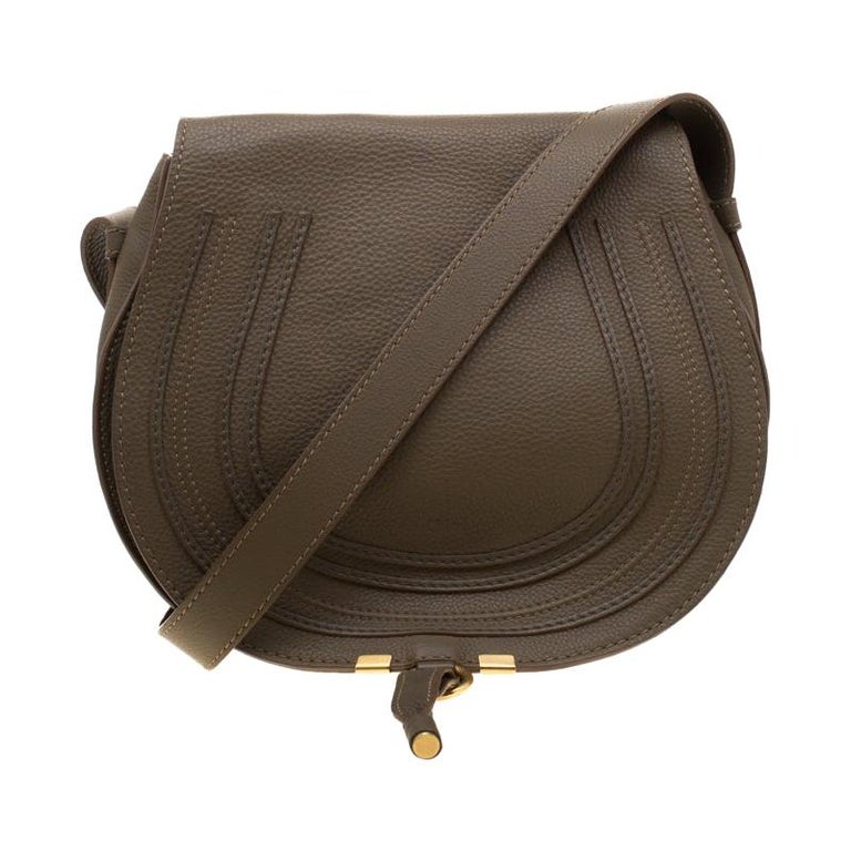 Chloe Khaki Green Leather Medium Marcie Crossbody Bag For Sale at 1stDibs