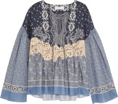 Chloé Lace Appliquéd Printed Cotton Voile Top 