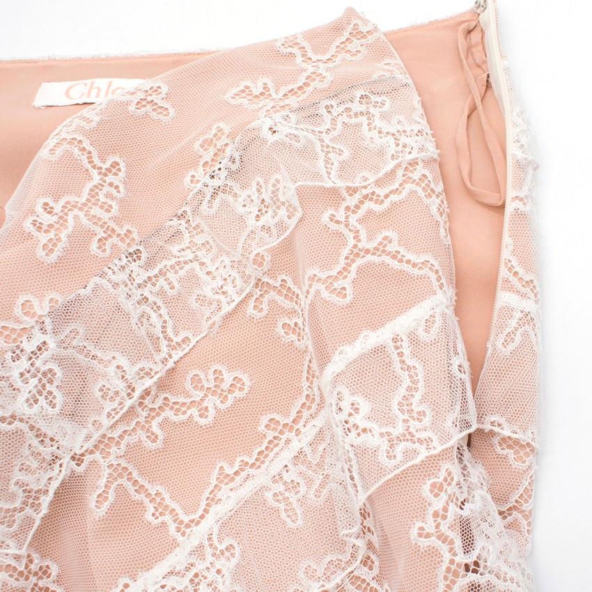  Chloe Lace Skirt with Nude Lining - Size US 4/6 In New Condition For Sale In London, GB