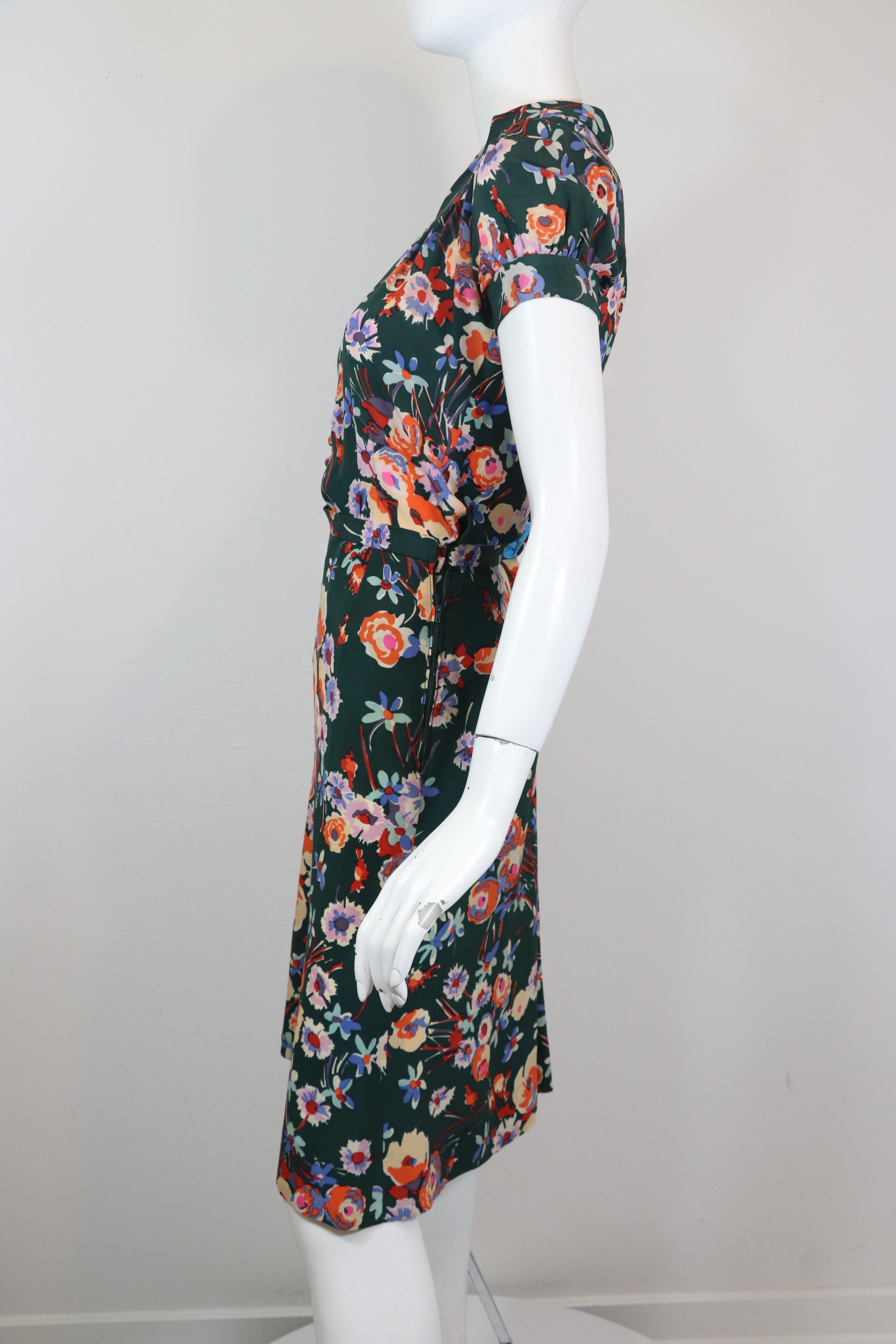 Chloe Lagerfeld Early 1970's Vintage Floral Print Skirt and Blouse 38 1