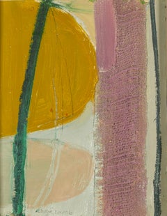 Pink and Yellow - Contemporary Abstract Mixed Media on Board
